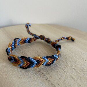 Handmade Maddie Woven Friendship Bracelet OS Blue Brown Women Cotton Tie